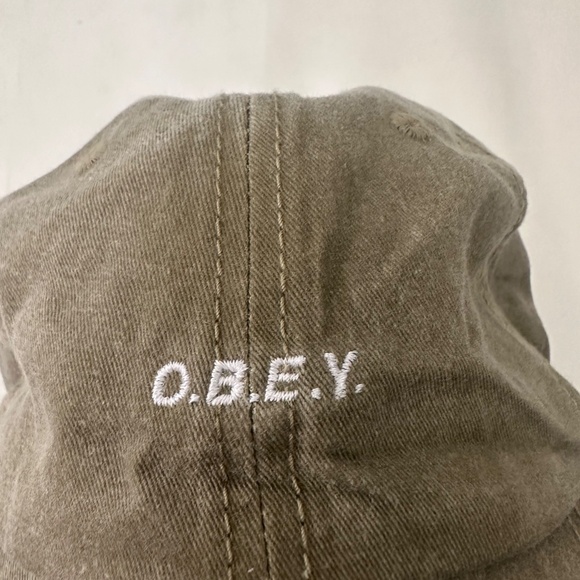New OBEY Logo Brown Embroidered Adjustable Baseball Hat Cap One Size - Picture 7 of 7